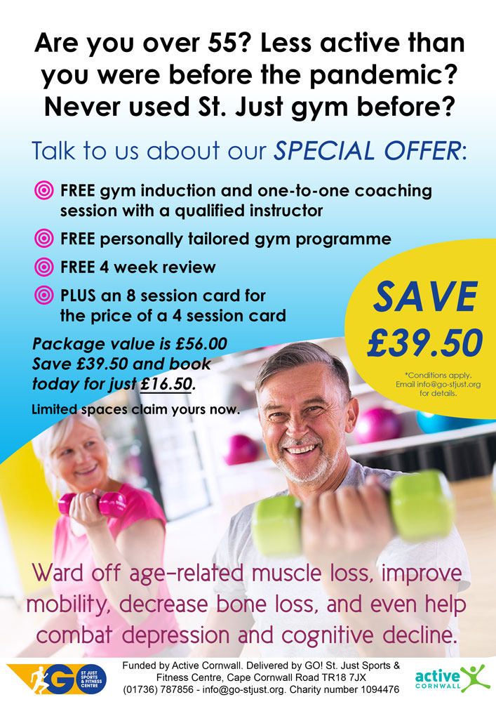 Over 55s gym offer poster